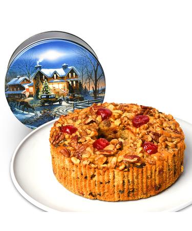 2lb Gourmet Fruit Cake mix candied fruit with Festive Cake Tin  Delicious British Food & English Holiday Cakes for Delivery Direct to Your Door  Moist Fruitcake Perfect for Christmas Gifts  by Crave Island
