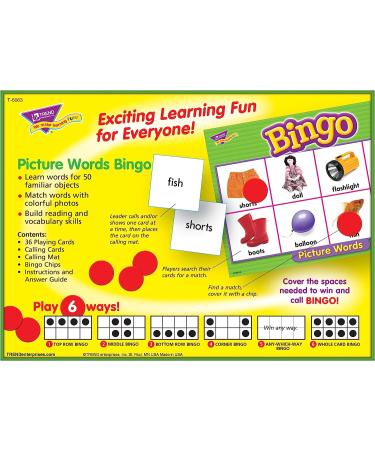 Trend Enterprises Picture Words Bingo Game | 6 Ways to Learn & Play | Ideal for Classroom & Home | 2-36 Players | Ages 5 - Buy Online on GoSupps.com