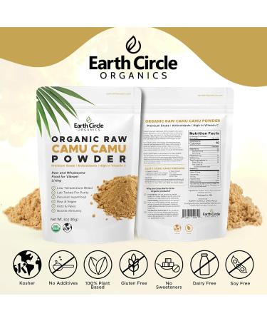 Earth Circle Organics Camu Camu Powder Organic Raw Berry Powder with Natural Vitamin C & Antioxidants Vegan Kosher Non-GMO Superfood for Immunity & Energy 3oz (Pack of 1) 3 Ounce (Pack of 1) - Buy Online on GoSupps.com
