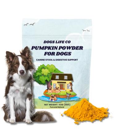 Dogs Life Co Pumpkin Powder for Dogs Digestive Puree Treat or Food Topper 113G (4oz) Bag