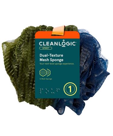 Cleanlogic Sport Exfoliating Body Scrubber Dual-Texture Mesh Sponge Large Exfoliator Loofah Pouf for Athletes Daily Skincare Routine for Smooth and Clean Skin 6 Count Value Pack
