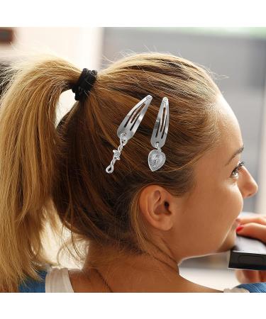 Silver Y2K Snap Clips: 5 Pairs Gothic Metal Vintage Charms Hair Accessories for Women - Buy Online on GoSupps.com
