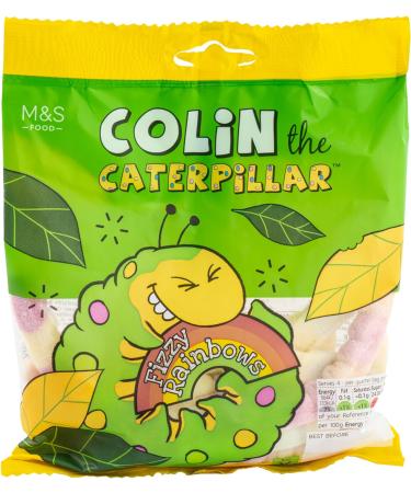 M&S Caterpillar Fizzy Rainbows Fruit Flavour Colin Gums with Sour Sugar Coating Vegan - Set of 2 x 150g Bags - Buy Online on GoSupps.com