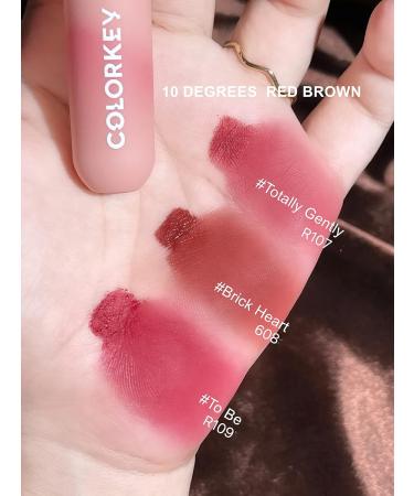 COLORKEY Velvety Mousse Fluffy Lip Mud (608 Brick Heart) - Long Lasting Matte Lipstick | Smooth Velvet Lip Stains in Sunset Warm Colors - Buy Online on GoSupps.com