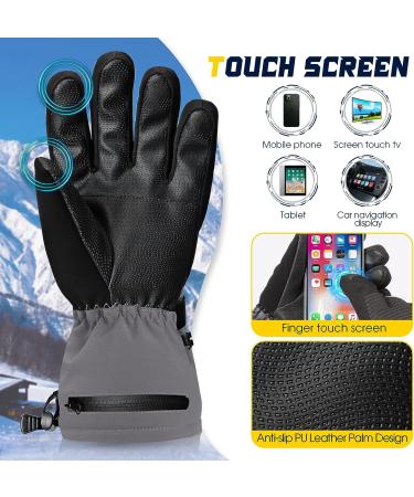 Morxplor Winter Ski Snow Gloves - Waterproof Insulated Touchscreen Snowboard Gloves - Black/Grey - Medium - Buy Online on GoSupps.com