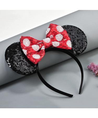 Disney FANYITY Minnie Ears Headbands - 2 Pcs Glitter Party Princess Decoration for Girls & Women (Red Bow Points) - Buy Online on GoSupps.com