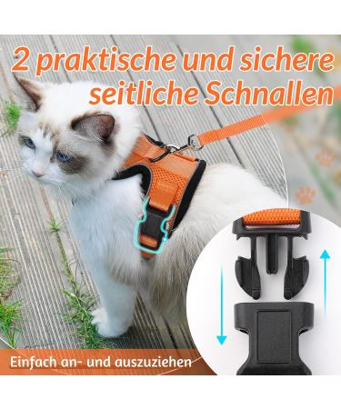 Buy Rabbitgoo Breakproof Cat Dishes & Adjustable Harness | Reflective Leash & Bowl for Cats Kittens & Small Dogs - Orange XS (1 Pack) - Buy Online on GoSupps.com