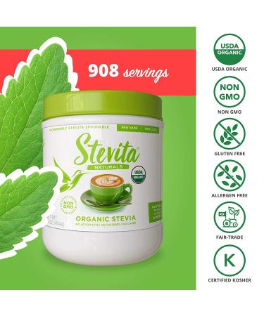 Stevita Organic Stevia + Erythritol Sweetener 16 oz, 2 Pack - USDA Organic | Non-GMO | Vegan | Keto | Paleo | Gluten-Free - 908 Servings - Buy Online on GoSupps.com