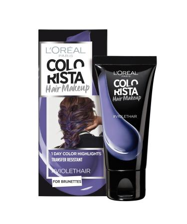 L'Oreal Paris Colorista A9609500 Hair Makeup Semi-Permanent Hair Colour for Brunettes Purple 30 ml Pack of 2