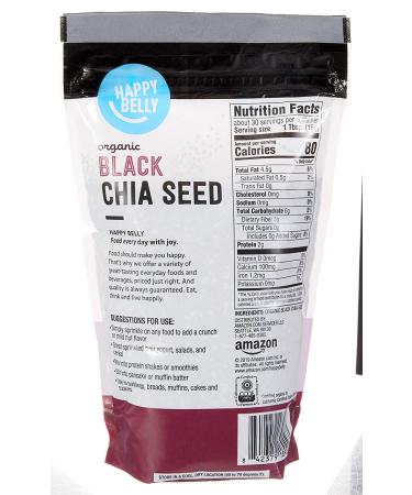 Happy Belly Organic Black Chia Seeds 1 lb - Premium Quality Superfood - Buy Online on GoSupps.com