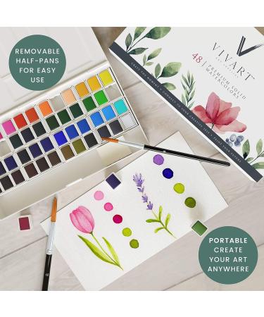 Watercolor Paint Set with 48 Premium Colors, Brushes, Palette, Paper Pad & eBook - Buy Online on GoSupps.com
