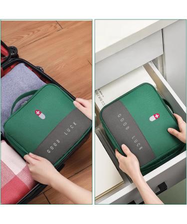 Wugu Portable Medication Bag - 2 Piece Tablet Box Moisture-Resistant Travel Pharmacy Bag for School Camping & Hiking - Green - Buy Online on GoSupps.com