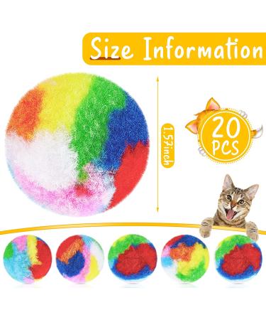 20 Pcs Assorted Color Cat Pom Pom Balls - Small Plush Kitty Toys for Cat and Kitten - 1.6 Inch Diameter - Buy Online on GoSupps.com
