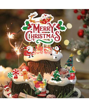 Christmas Cupcake Toppers 73Pcs Santa Claus Christmas Tree Gingerbread Man Snowman Elk Socks Gift Cake Decorations for Merry Christmas Party Supplies - Buy Online on GoSupps.com