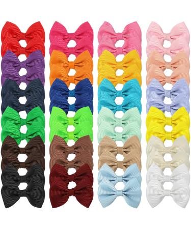 XIMA 48PCS(24pairs) Dog's Hair Bows Clips,Small Handmade Hair Accessories Bow Pet Puppy for Doggies Cat Kitten Rabbit Grooming Accessories (Mixcolors-48pcs Bows Hair Clip)
