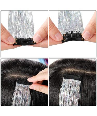 Shiny Clip-In Hair Tinsel Kit - 12 Pcs Colored Glitter Highlights for Women & Kids - Buy Online on GoSupps.com