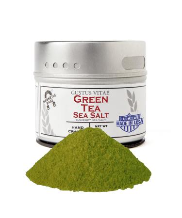 Gustus Vitae - Green Tea Sea Salt - Gourmet Infused Salt - Non GMO Verified - Craft Seasoning - Magnetic Tin - Crafted in Small Batches - Hand Packed