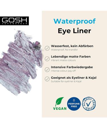 Gosh Matte Eyeliner in Intense Black - Creamy Texture High Opacity Vegan & Perfume-Free - Perfect for Smokey Eyes 1.2g (016 True Violet) - Buy Online on GoSupps.com