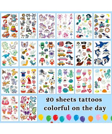 Cerlaza 220 Styles Luminous Temporary Tattoos for Kids - Unicorn, Dinosaurs, Pirate, Space, Mermaid Stickers - Party Favors for Boys & Girls - 20 Sheets - Buy Online on GoSupps.com