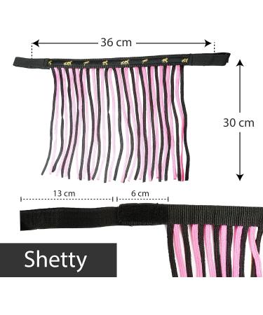 Fly Mask with Fringe & Velcro Fastener for Horses - Shetty Pony COB Warmblood in Black-Pink | Ultimate Fly Protection - Buy Online on GoSupps.com