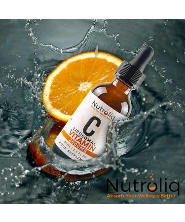 Nutroliq Liposomal Vitamin C Liquid Drops - 2000mg Vegan Supplement for Immune Support - Natural Orange Flavour - 60ml Glass Bottle - Buy Online on GoSupps.com