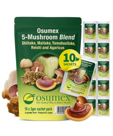 5 Mushroom Blend Supplements 10 Sachets - Mushroom Supplement Powder for Women and Men, Mushrooms Powder for Daily Dose of Antioxidants, Powdered Mushrooms Supplement for Immune Support Pack of 10