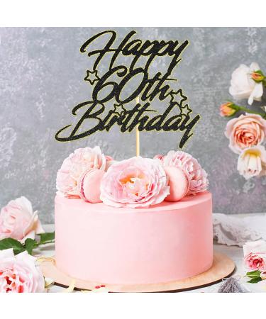 Sotpot Black Gold Glitter 60th Birthday Cake Topper Double Layers 60th Cake Topper for Woman Man 60th Birthday Party Cake Decoration Supplies - Buy Online on GoSupps.com
