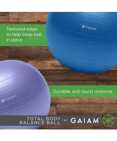 Gaiam Total Body Balance Ball Kit - Anti-Burst Stability Exercise Ball with Pump & Workout Program, Purple (55cm) - Buy Online on GoSupps.com