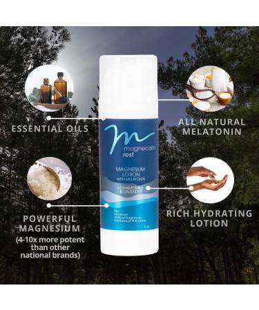 MagneCalm Rest Lotion with Melatonin | Lavender & Chamomile Magnesium Lotion for Relaxation - 5oz - Buy Online on GoSupps.com