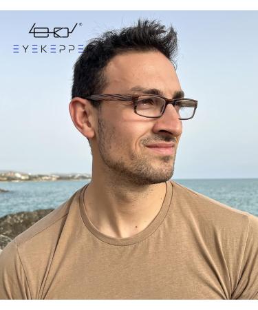Eyekepper Spring Hinge Striped Reading Glasses for Men - 3 Pairs (Brown Stripe +3.00) - Stylish All Clear Lens - Buy Online on GoSupps.com