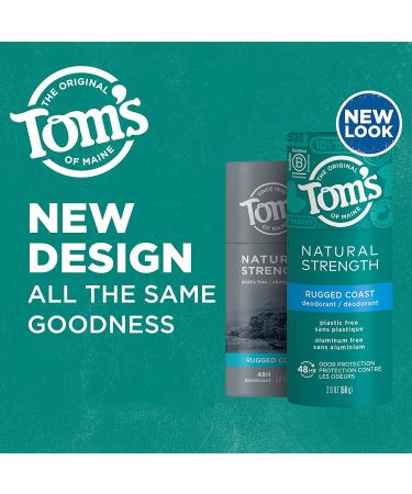 Tom's of Maine Natural Deodorant for Men - Rugged Coast, Plastic-Free, Aluminum-Free, 3-Pack (2 oz Each) - Buy Online on GoSupps.com