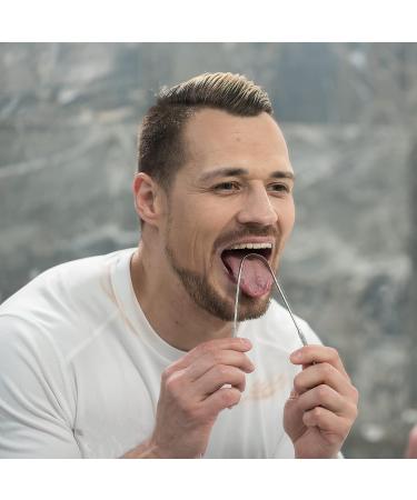 Stainless Steel Tongue Scraper for Adults & Kids - Ayurvedic Metal Cleaner for Bad Breath - Surgical Grade Professional Tongue Cleaner - Buy Online on GoSupps.com