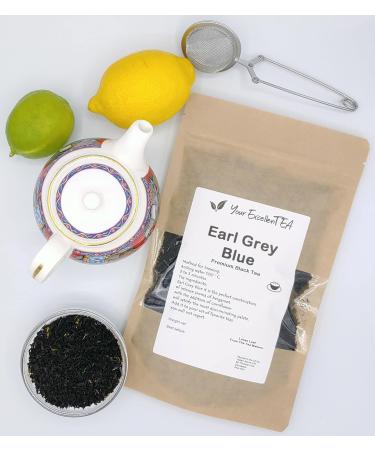 Your ExcellenTEA - Earl Grey Blue Flower - Black Tea Loose Leaf with Real Bergamot Oil in Resealable Pouch made from Ceylon BOP1 (200g) - Buy Online on GoSupps.com