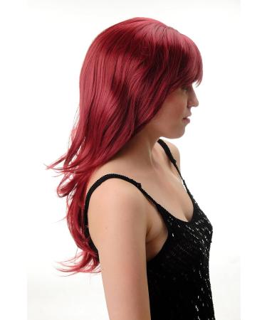 WIG ME UP GFW244A-39 Ladies Wig - Long Straight to Wavy Garnet Red 60cm with Jagged Parting Bangs | Shop Internationally! - Buy Online on GoSupps.com