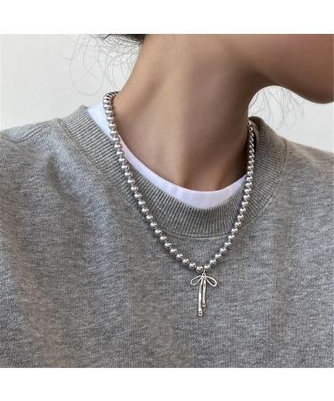 Oralgo's Exquisite Gray Pearl Necklace - Elegant Collarbone Chain with Loop Trailer & Charm Decoration for Women - Premium Copper Jewelry - Buy Online on GoSupps.com