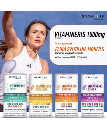 Granions Vitamineris Energy 1000mg - 30 Effervescent Tablets 30 Days - Continuous Energy - Intellectual and Physical Performance - 12 Vitamins and Minerals - Made in France - Buy Online on GoSupps.com