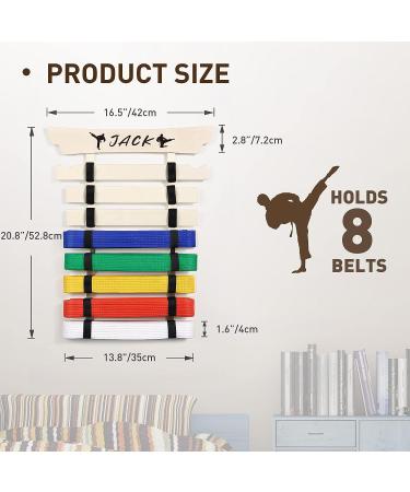 Winartton Karate Belt Display Rack - 8 Belts with Medal Hanger and Stickers | Wood Martial Arts Display for Jiu Jitsu and BJJ Belts - Buy Online on GoSupps.com