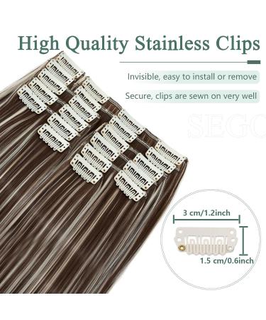 SEGO 12 PCS Clip-In Hair Extensions - Real Hair 180g 55cm Chocolate Brown & Bleaching Blonde - Affordable Full Head Coverage - Buy Online on GoSupps.com