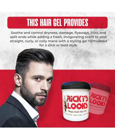 Ricky's Mega Hold Hair Gel - Flake-Free Strong Hold for Curly Frizzy Wavy & Straight Hair - Unisex Styling Gel for All Hair Types - Shop Internationally - Buy Online on GoSupps.com