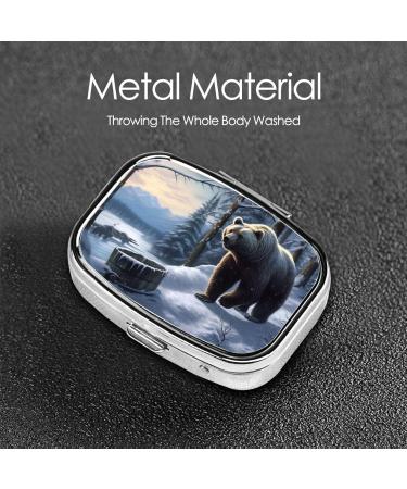 Winter Bear 2 Compartment Pill Case | Cute Travel Pill Organizer for Purse | Small Pill Box Gifts - Buy Online on GoSupps.com
