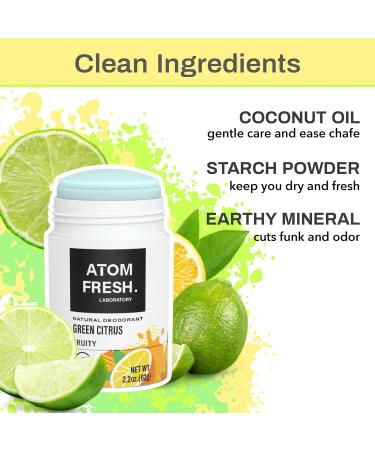 Natural Deodorant for Women & Men Effective Odor Protection Aluminum Free Vegan Cruelty Free Solid Stick 2.3 Oz (Green Citrus) - Buy Online on GoSupps.com