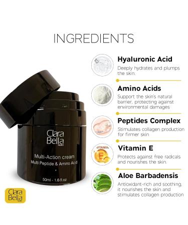 Clara Bella Health Multi-Action Facial Cream for Dry Skin 1.6 fl oz Multi Peptide & Amino Acid - Buy Online on GoSupps.com
