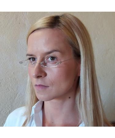 Rimless Silver Reading Glasses +2.5 Diopters | Stylish & Lightweight International Shipping Available - Buy Online on GoSupps.com