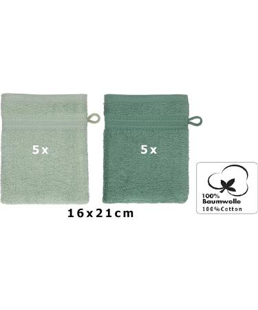 Buy Betz 10-Piece Premium Cotton Wash Gloves Set - 100% Cotton 16x21 cm Hay Green & Fir Green - International Shipping Available - Buy Online on GoSupps.com