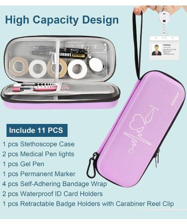 MEUUT 11-Piece Nurse Stethoscope Case Kit - Perfect Nurse Gift with Penlights, Scissor, Bandage Wraps, Badge Holders - Nurse Student Essentials in Light Purple - Buy Online on GoSupps.com