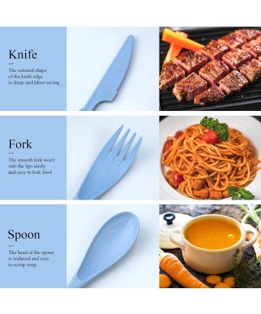 Reusable Travel Utensils Set with Case - 4 Pack Portable Cutlery Kit for Camping and Lunch Box - Includes Knives, Forks, Spoons - Outdoor Flatware Set - Buy Online on GoSupps.com