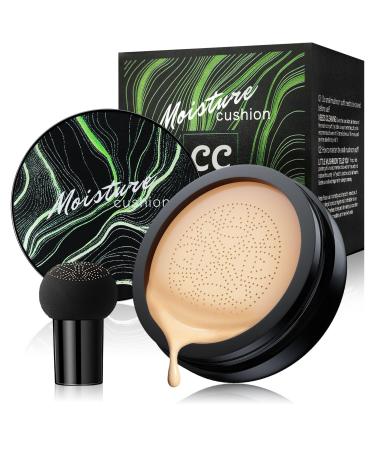Mushroom Head Air Cushion CC Cream - BB Cream Foundation Makeup Concealer Moisturizing Oil Control, Long-Lasting & Waterproof, Easy Makeup Even Skin Tone (Natural, 3.21 Ounce (Pack of 1))