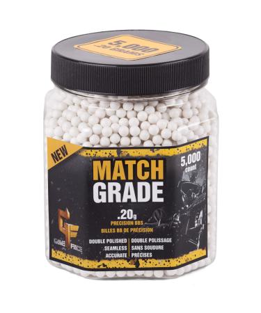 Game Face 20GPW5J Match Grade .20-Gram White Airsoft BBs (5000-Count)