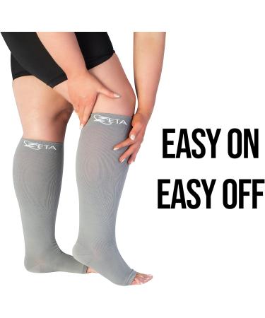 Buy Zeta Wear Compression Stockings for Thick Calves - Comfortable Support Open Toe Grey 3XL for Women - Reduce Swelling & Enhance Comfort - Buy Online on GoSupps.com