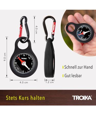 Buy Troika Compass Guide Key Holder COS10/BK - Black Carabiner with Compass | Original PVC/Acrylic/Silicone/Aluminum | International Shipping Available - Buy Online on GoSupps.com